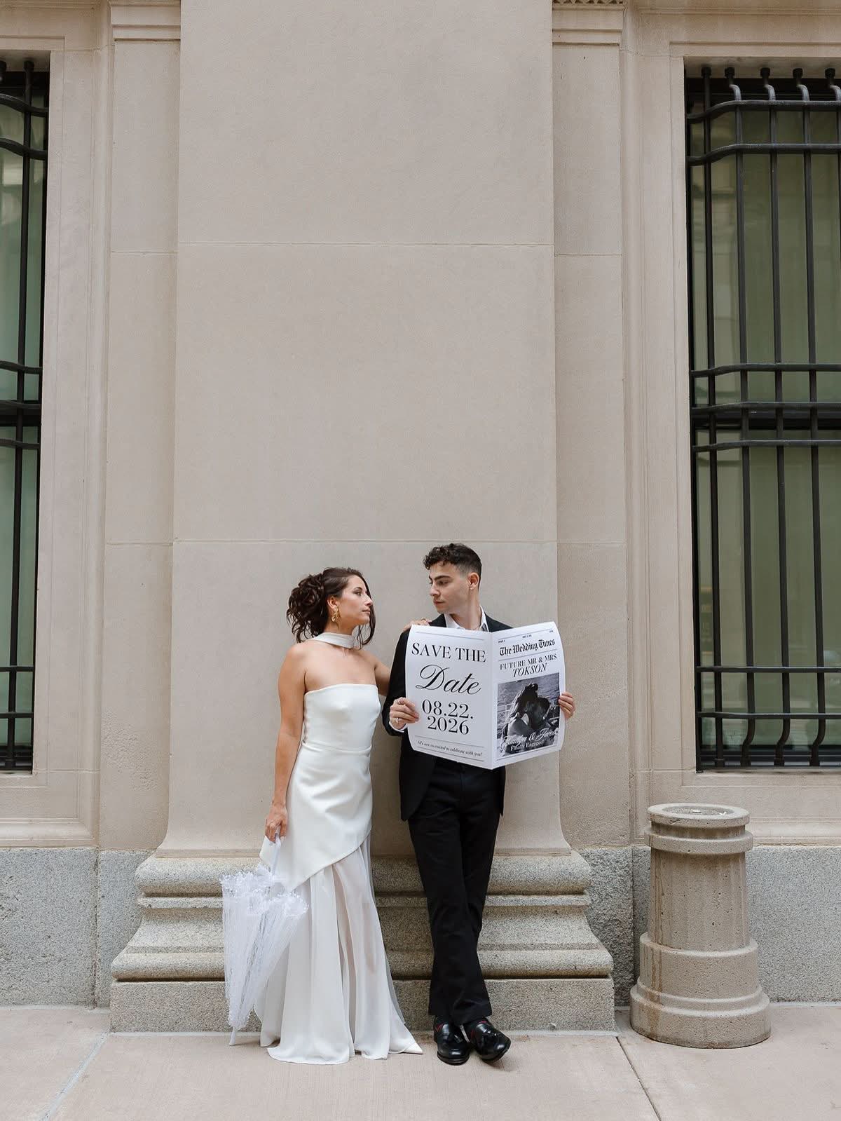 Custom wedding newspaper example, close-up detail